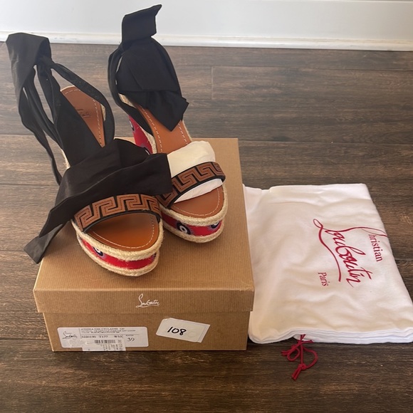 Christian Louboutin Athina Des Cyclades Evil Eye 120 Wedge Sandals BNIB 39 (9) - Picture 9 of 14